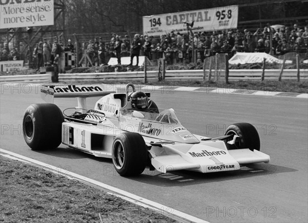 James Hunt in McLaren-Ford M23, Brands Hatch, Kent, 1977. Artist: Unknown