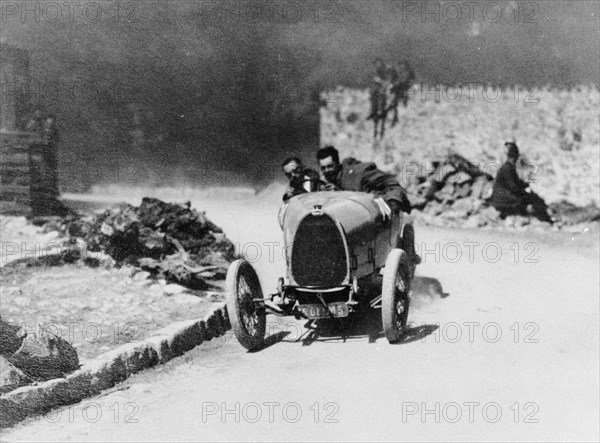 Louis Chiron driving a Bugatti at the Castellane Hill Climb, Provence, France, 1925. Artist: Unknown