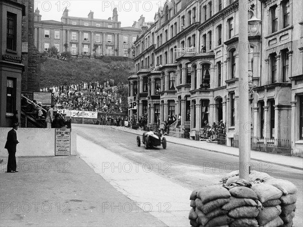 Bugatti in the Mannin Moar race, Isle of Man, 1933. Artist: Unknown