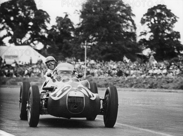 Peter Collins in a HWM Alta at Silverstone, Northamptonshire, 1952. Artist: Unknown