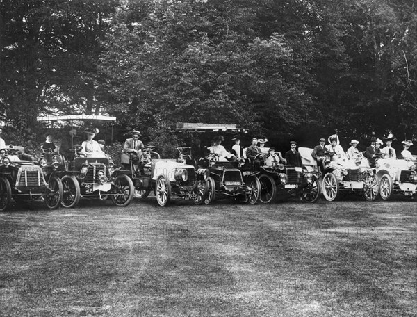 An early motor meet, (c1900s?). Artist: Unknown