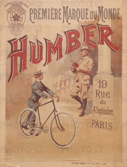 Poster advertising Humber bicycles, late 19th-early 20th century. Artist: Unknown