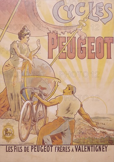 Poster advertising Peugeot bicycles, late 19th-early 20th century. Artist: E Vavasseur