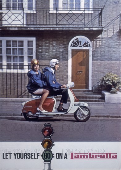 Poster advertising Lambretta scooters, 1963. Artist: Unknown