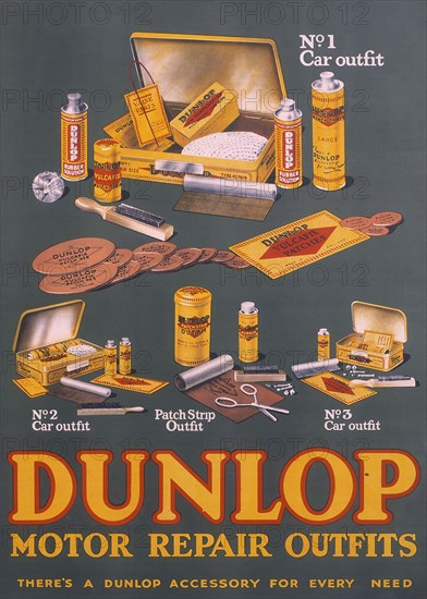 Poster advertising Dunlop products. Artist: Unknown