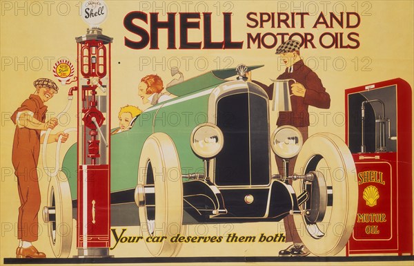 Poster advertising Shell spirit and motor oils.  Artist: René Vincent