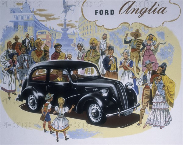Poster advertising the Ford Anglia car. Artist: Unknown