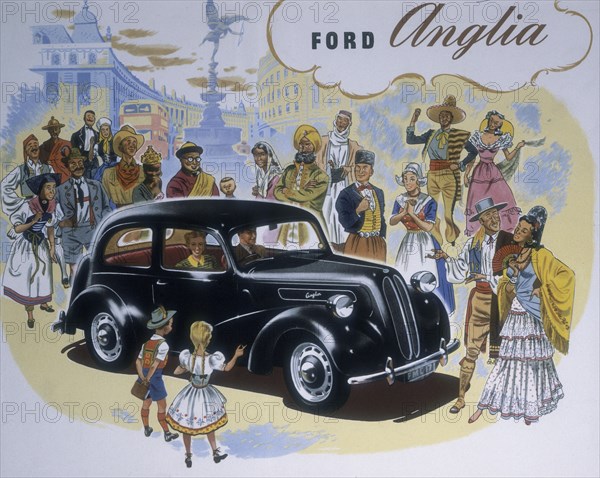Poster advertising the Ford Anglia car. Artist: Unknown