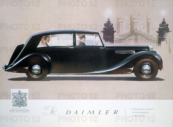 Poster advertising the Daimler Straight 8 limousine, 1947. Artist: Unknown