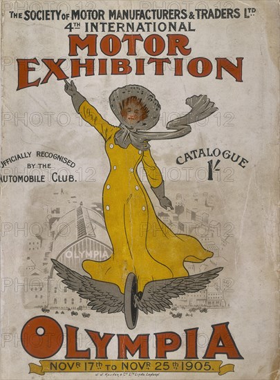 Poster advertising the Olympia Motor Exhibition, 1905. Artist: Unknown