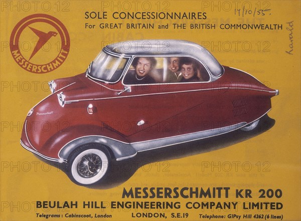 Poster advertising a Messerschmitt KR 200, 1955. Creator: Unknown.