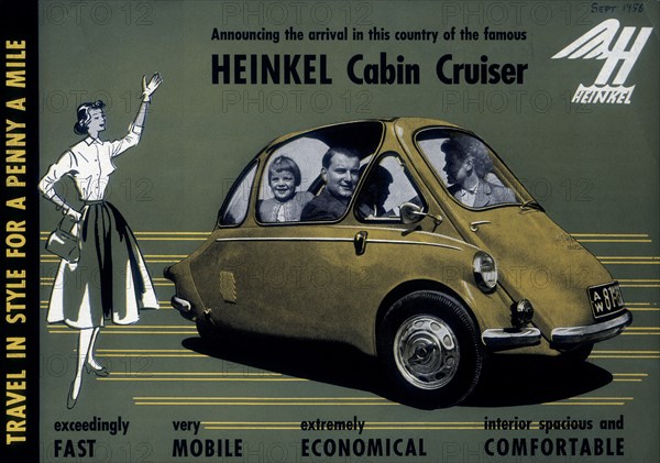 Poster advertising a Heinkel Cabin Cruiser, 1956. Artist: Unknown