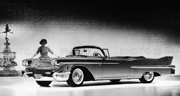 Model with a Cadillac car, 1958. Artist: Unknown