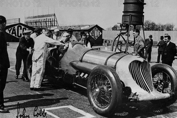 John Cobb in his Napier-Railton, 1933. Artist: Unknown