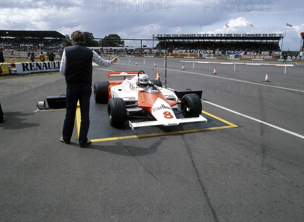 Andrea de Cesaris in a McLaren-Cosworth MP4, British Grand Prix, Silverstone, 1981. Artist: Unknown