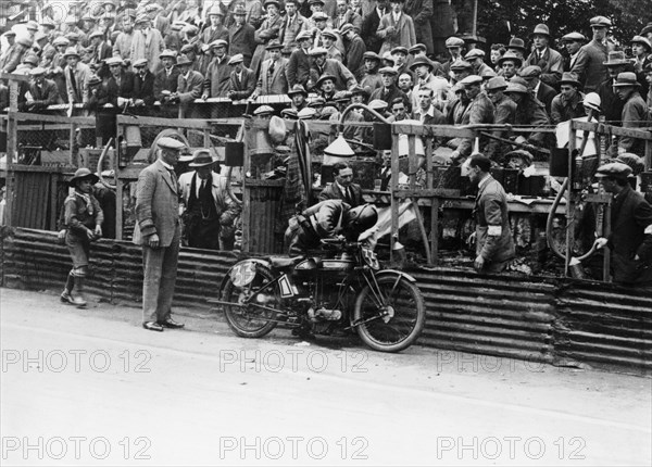 Alec Bennett at the Senior TT, 1924. Artist: Unknown