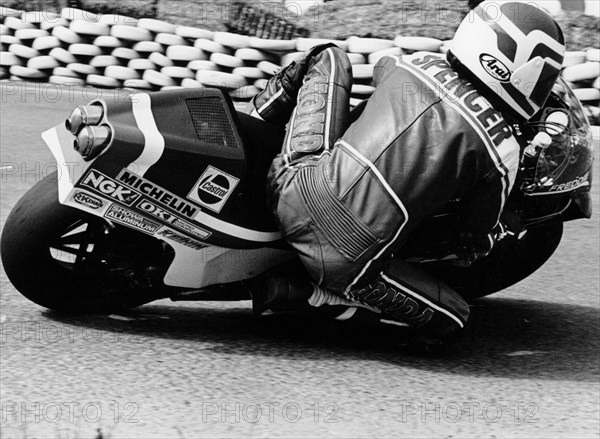 Freddie Spencer on a Honda NS500, Belgian Grand Prix, Spa, Belgium, 1982. Artist: Unknown