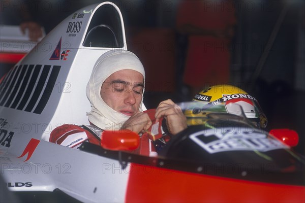 Ayrton Senna in his McLaren-Honda, British Grand Prix, Silverstone, Northamptonshire, 1989. Artist: Unknown