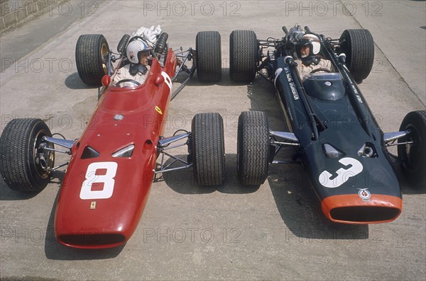 Chris Amon and Jackie Stewart at the British Grand Prix, Silverstone, Northamptonshire, 1967. Artist: Unknown