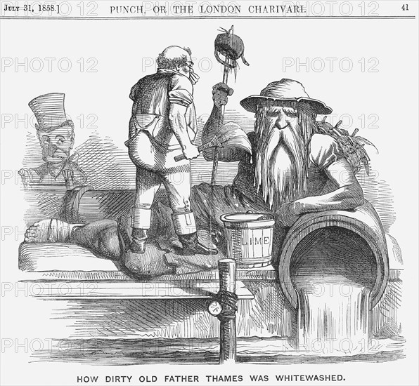 'How Dirty Old Father Thames was Whitewashed', 1858. Artist: Unknown