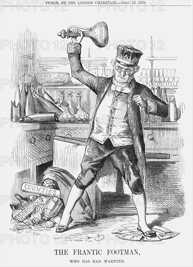 'The Frantic Footman, who has had Warning', 1859. Artist: Unknown