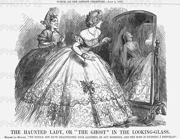 'The Haunted Lady, Or The Ghost In the Looking-Glass', 1863. Artist: John Tenniel