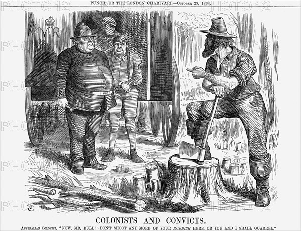 'Colonists and Convicts' 1864. Artist: John Tenniel