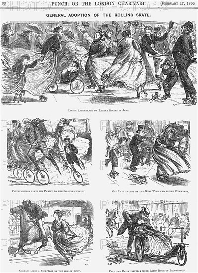 'General Adoption of the Rolling Skate', 1866. Artist: George du Maurier