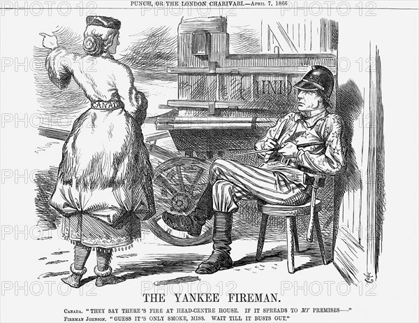 'The Yankee Fireman', 1866. Artist: John Tenniel