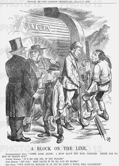 'A Block on the Line', 1867. Artist: John Tenniel