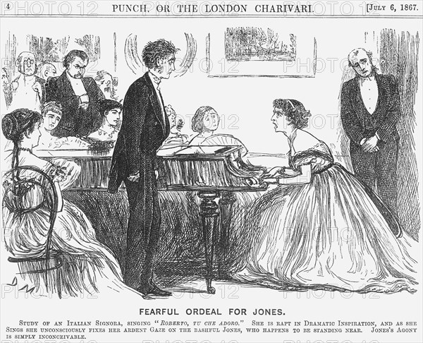 'Fearful Ordeal for Jones', 1867. Artist: George du Maurier