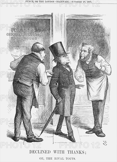 'Declined with Thanks; or The Rival Touts', 1867. Artist: John Tenniel