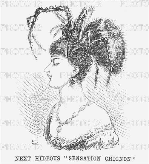 'Next Hideous Sensation Chignon', 1867. Artist: Edward Linley Sambourne