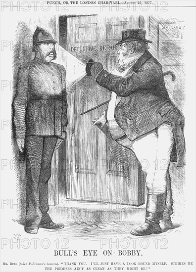 'Bull's Eye on Bobby', 1877. Artist: John Tenniel