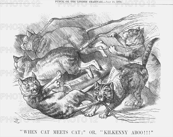 When Cat Meets Cat; or, Kilkenny Aboo!!!, 1879. Artist: Joseph Swain