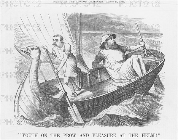 Youth on the Prow and Pleasure at the Helm!, 1886. Artist: Joseph Swain