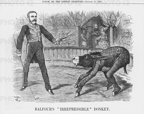 'Balfour's Irrepressible Donkey', 1888. Artist: Joseph Swain