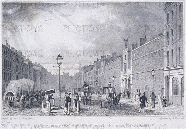 Fleet Prison, Farringdon Street, London, 1829. Artist: J Henshall