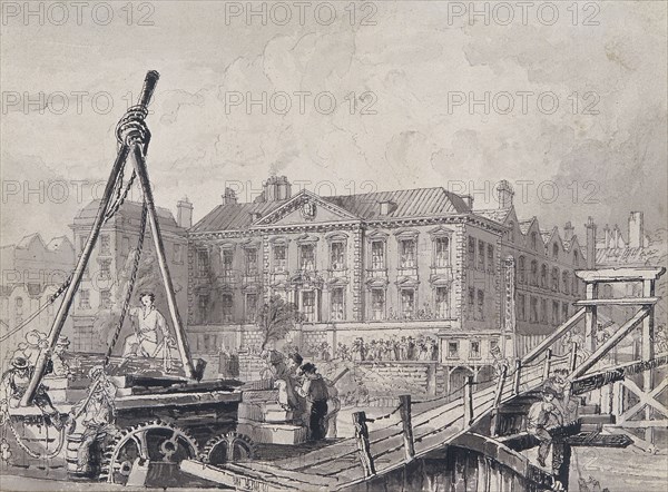 Fishmongers' Hall from north east, London, c1835. Artist: John Woods