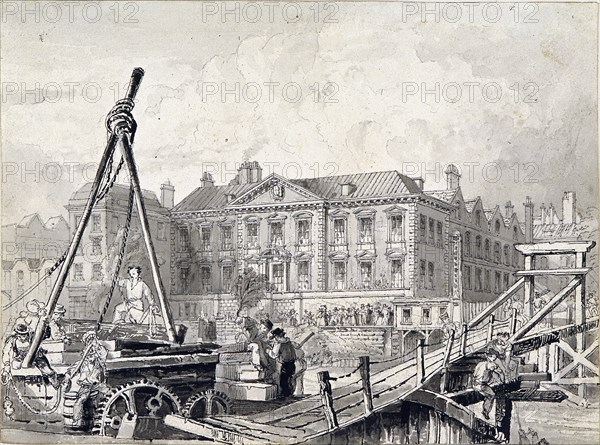 Fishmongers' Hall, Thames Street, London, c1827. Artist: William Henry Bartlett