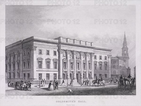 Goldsmiths' Hall, London, c1835. Artist: WE Albutt