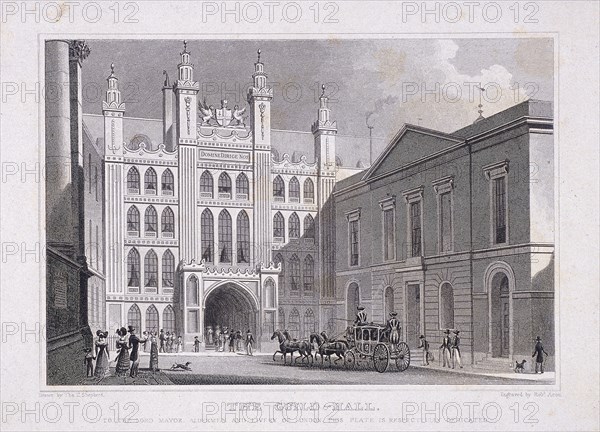 Guildhall, London, 1828. Artist: R Acon