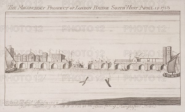 London Bridge (old), London, 1758 Artist: Anon
