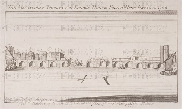 London Bridge (old), London, 1758 Artist: Anon