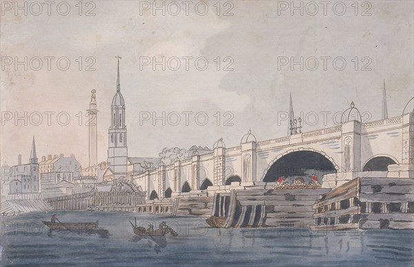 London Bridge (old), London, c1800. Artist: Anon