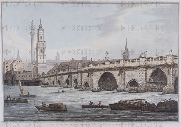 London Bridge (old), London, 1790. Artist: Joseph Constantine Stadler
