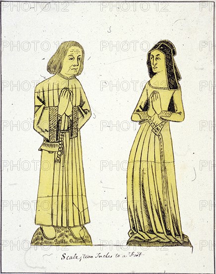 Two figures on a tomb in St Helen, St Helen, Bishopsgate, London, c1800. Artist: Anon
