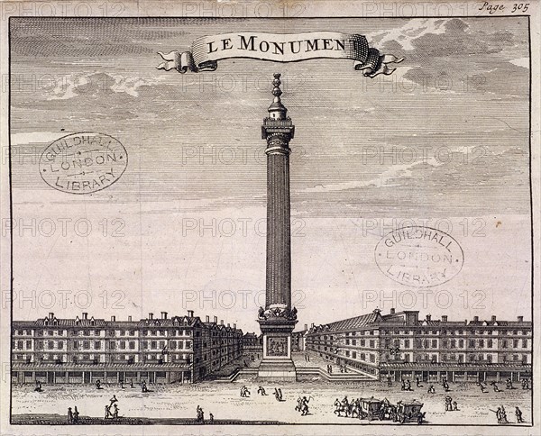 Monument, London, c1698. Artist: Anon