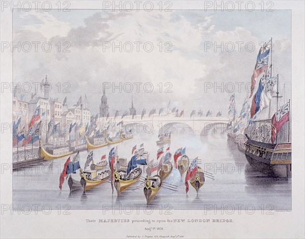 London Bridge (new), London, 1831. Artist: Charles Etienne Pierre Motte