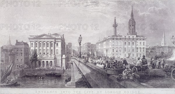 London Bridge (new), London, c1840. Artist: Thomas Higham